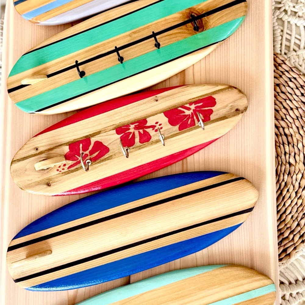 COPY - Surfboard shaped cedar key chain holders